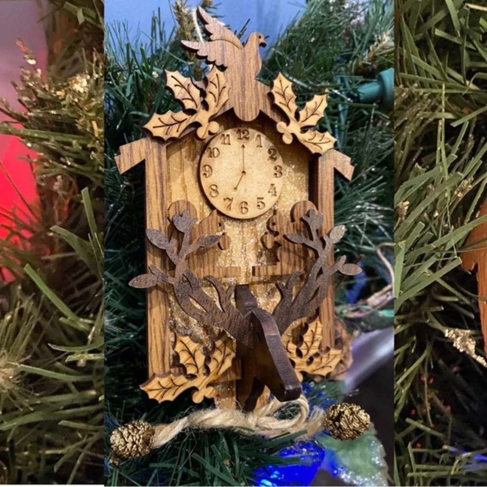 WOODEN CUCKOO CLOCK | Black Forest Germany Bavarian Christmas Ornament